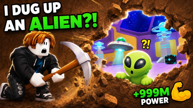 Dig Into Secrets miner breaking into a hidden alien chamber